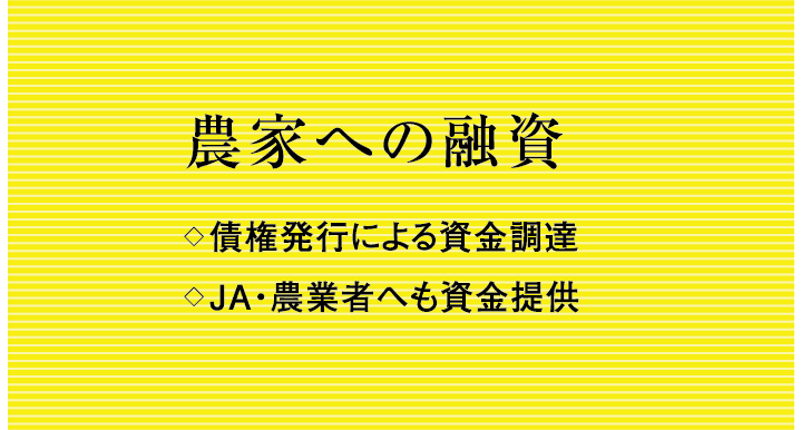 農家への融資 債権発行による資金調達 JA・農業者へも資金提供